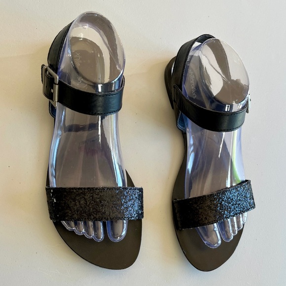 Xhilaration Black Sequins Size 8 Sandals - Picture 10 of 12